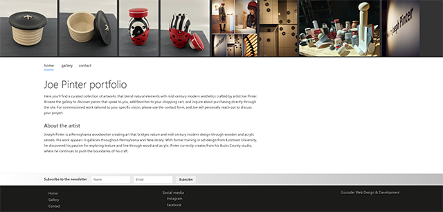 Image of www.joepinter.com home page