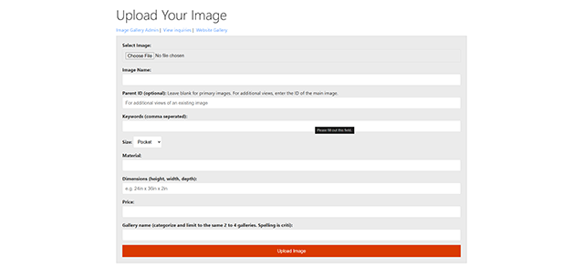 Image of the CMS image uploader tool